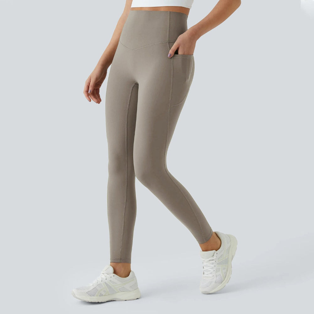 High Waisted Tummy Control Leggings with Side Pockets – 4-Way Stretch.