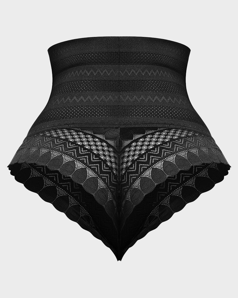 High Waist Lace Mesh Tummy Control Panty
